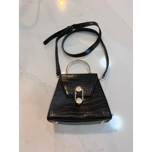 Badgley Mischka Croc-Embossed Vegan Leather Top Handle Bag - Picture 4 of 9
